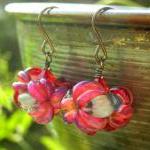 Glass Flower Earrings, Handmade Artist Lampwork..