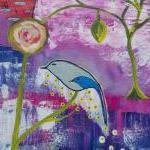Original, Linked Souls, Bird And Tree Painting..