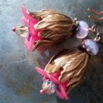 Copper Tulip Earrings, Long Romantic Bell Flower..
