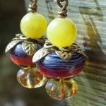 Exotic Berries Earrings, Olive Jade Handmade..