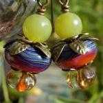 Exotic Berries Earrings, Olive Jade Handmade..