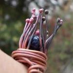 Copper Ring, Wire Wrapped Copper Lapis Lazuli Nest..