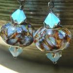 Oxidized Sterling Silver Earrings Lampwork Beads..