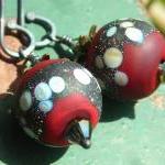 Cherry Earrings, Handmade Artist Lampwork Beads..