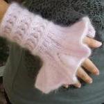 Victorian Cuffs Hand Knitted Pink Ruffled Romantic..