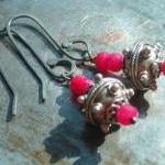Genuine Ruby Earrings, Ruby And Silver Earrings,..