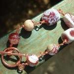Fire Agate And Copper Beaded Bracelet Wirework..