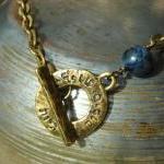Judaica Necklace, Kabbalah Brass Charm Toggle..