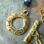 Judaica Necklace, Kabbalah Brass Charm Toggle..
