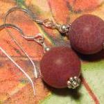 Fire Agate And Sterling Silver Earrings, Gemstone..