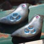 Love Bird Handmade Bead Pair, Polymer Clay Beads,..