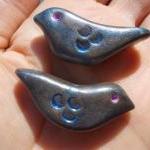 Love Bird Handmade Bead Pair, Polymer Clay Beads,..