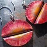 Copper And Sterling Silver Earrings Organic Leaves..