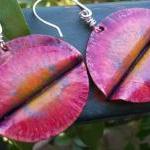 Copper And Sterling Silver Earrings Organic Leaves..